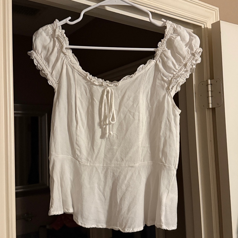White Ruffled Women's Blouse